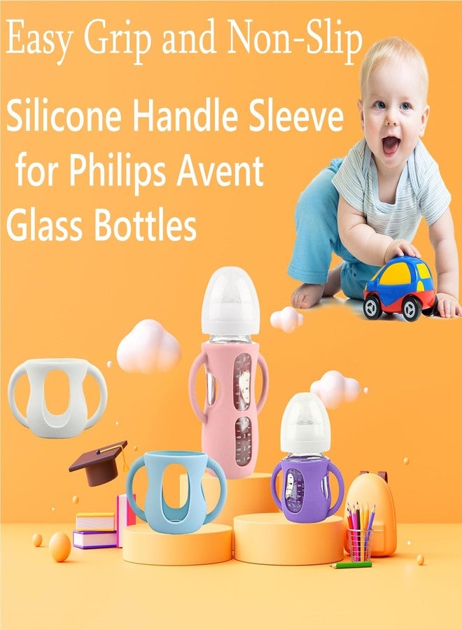 Frezonika 4 Pack Silicone Sleeves for Avent Natural Glass Baby Bottles, Silicone and Easy-Grip Handles for Drop Protection, Compatible with Philips Avent 4/8 OZ Glass Bottle (Cute Pink, 8 OZ) - Image 5